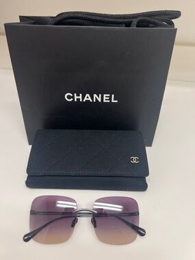 CHANEL Rimless Sunglasses - Black to Gray Gradient